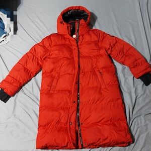 MIchael Kors  Women's Red Long Puffer Coat